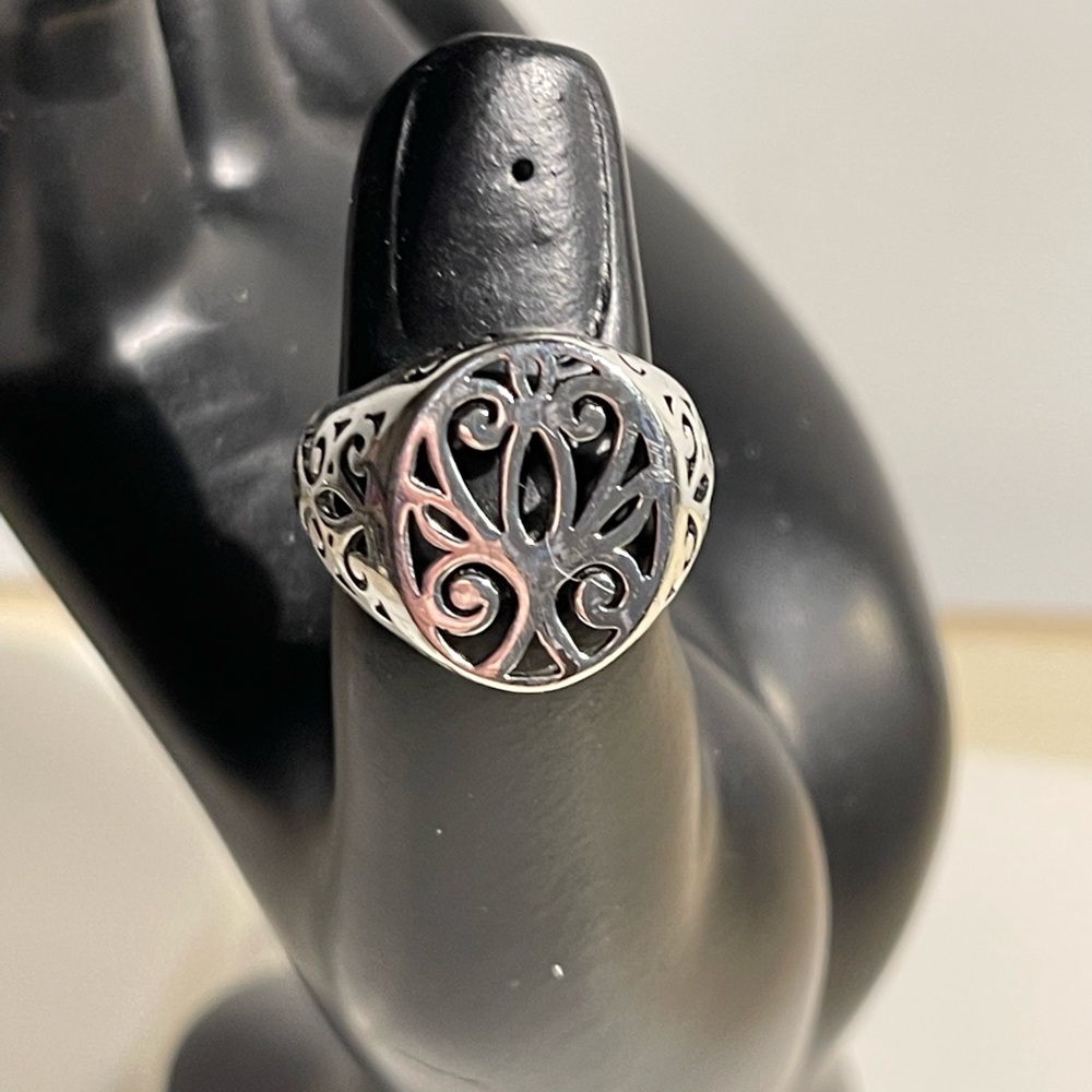 Sterling Silver Ring- Open Scroll Design- 925- Si… - image 1
